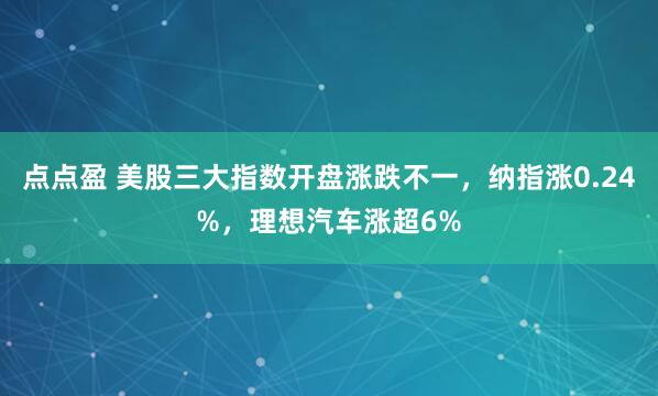 点点盈 美股三大指数开盘涨跌不一，纳指涨0.24%，理想汽车涨超6%